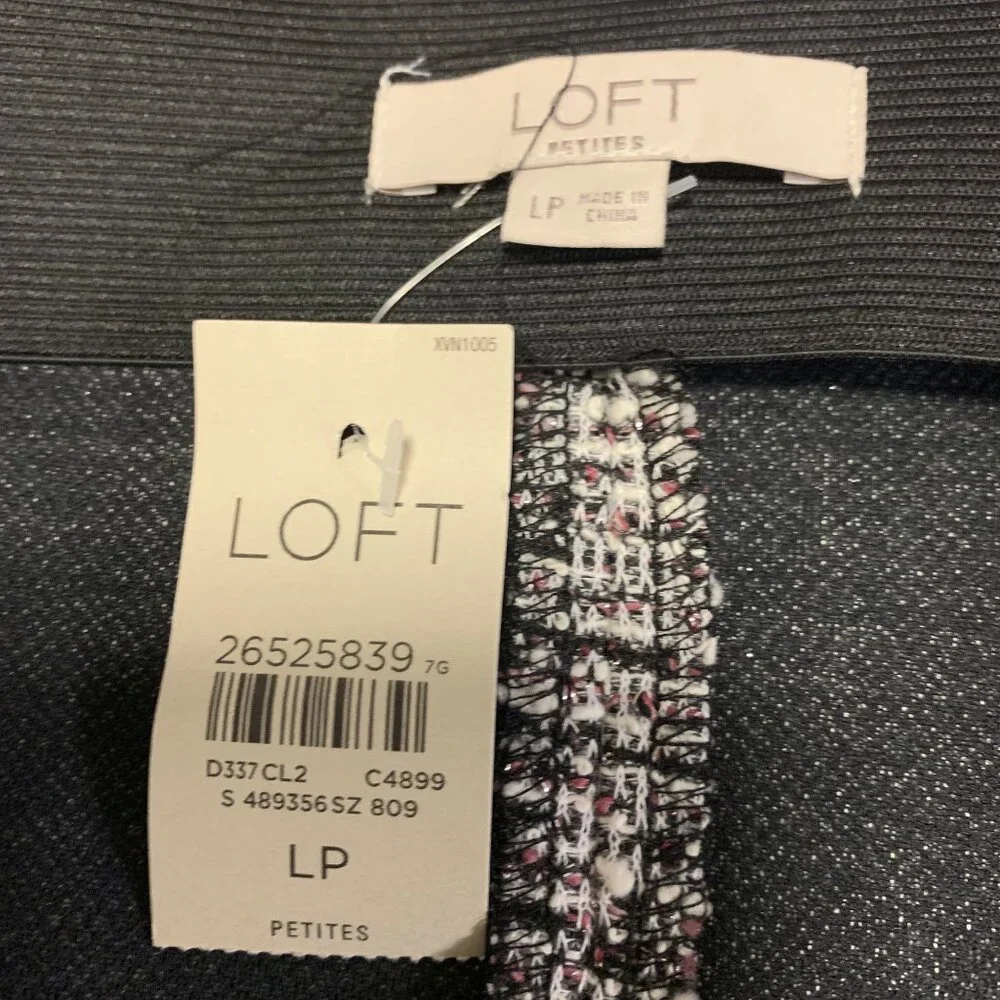 NWT Loft L/P Tweed Woven Ruffle‎ Metallic Cotton Midi Skirt